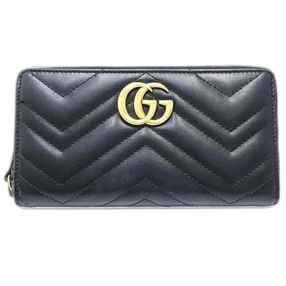 GUCCI Marmont Round Zip Wallet in Black Leather (443123) for Women (188652)